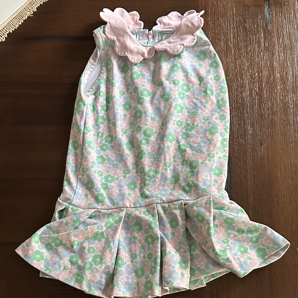 Floral Kids Tennis Dress with Ruffle Collar